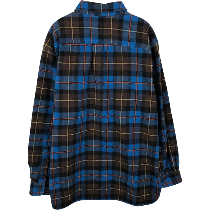 90s-00'S L.L.Bean Traditional Fit Long-Sleeve Flannel Check Shirt, Men's Size XL (Equivalent), Vintage cotton blue type Vintage Second Hand