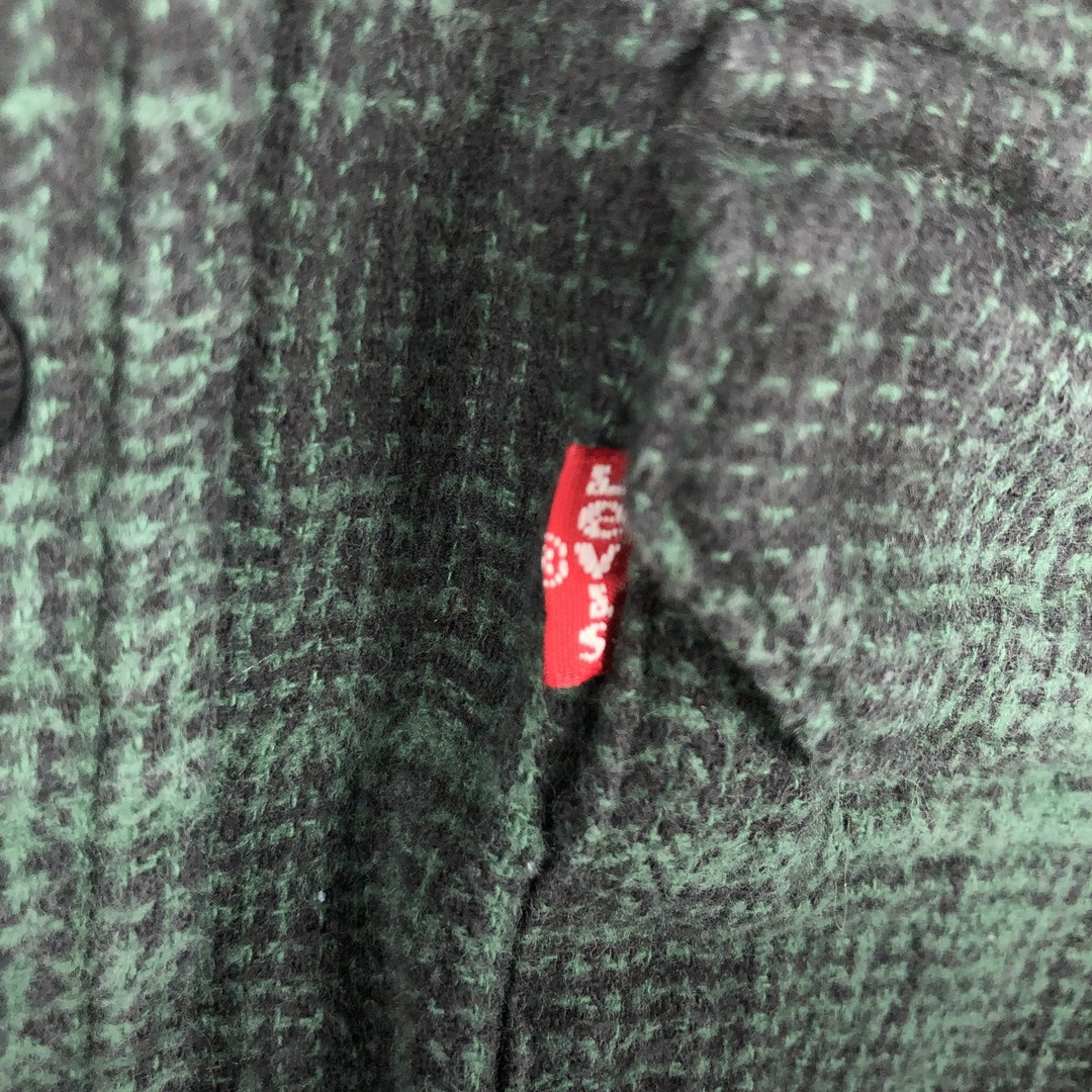 Levi's RELAXED Ombre Check Long-Sleeve Flannel Check Shirt, Men's Size L (approx.) cotton green type Vintage Second Hand