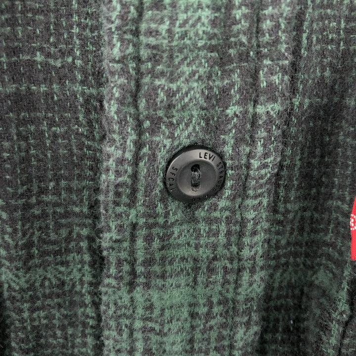 Levi's RELAXED Ombre Check Long-Sleeve Flannel Check Shirt, Men's Size L (approx.) cotton green type Vintage Second Hand