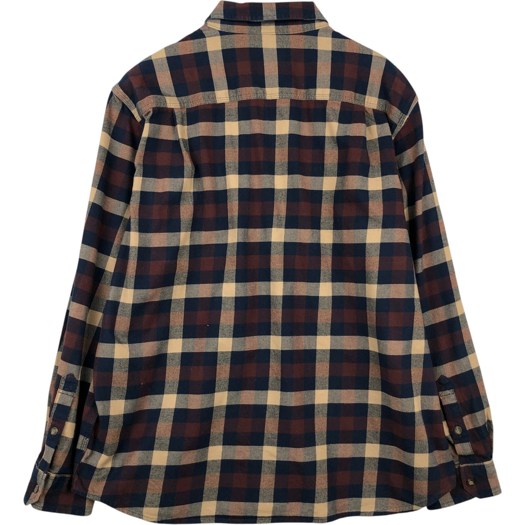 Carhartt Relaxed Fit Long Sleeve Button-Down Light Flannel Check Shirt, Men's Size XL cotton navy blue type Vintage Second Hand