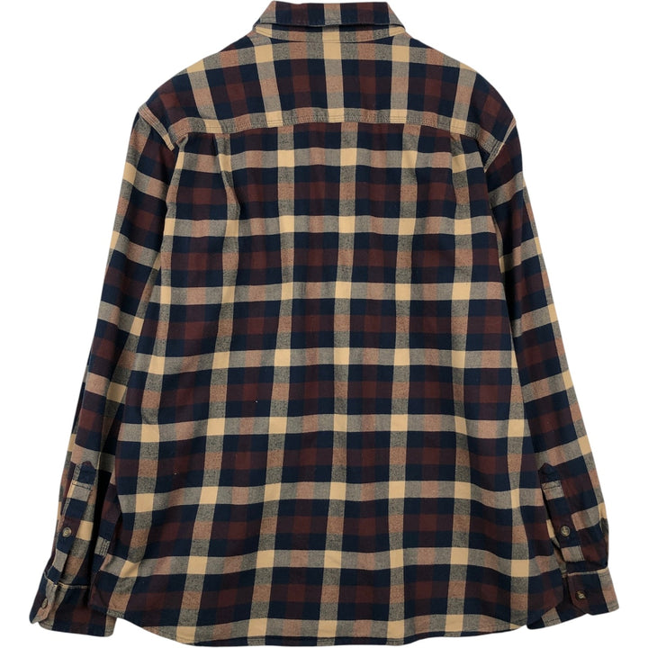 Carhartt Relaxed Fit Long Sleeve Button-Down Light Flannel Check Shirt, Men's Size XL cotton navy blue type Vintage Second Hand