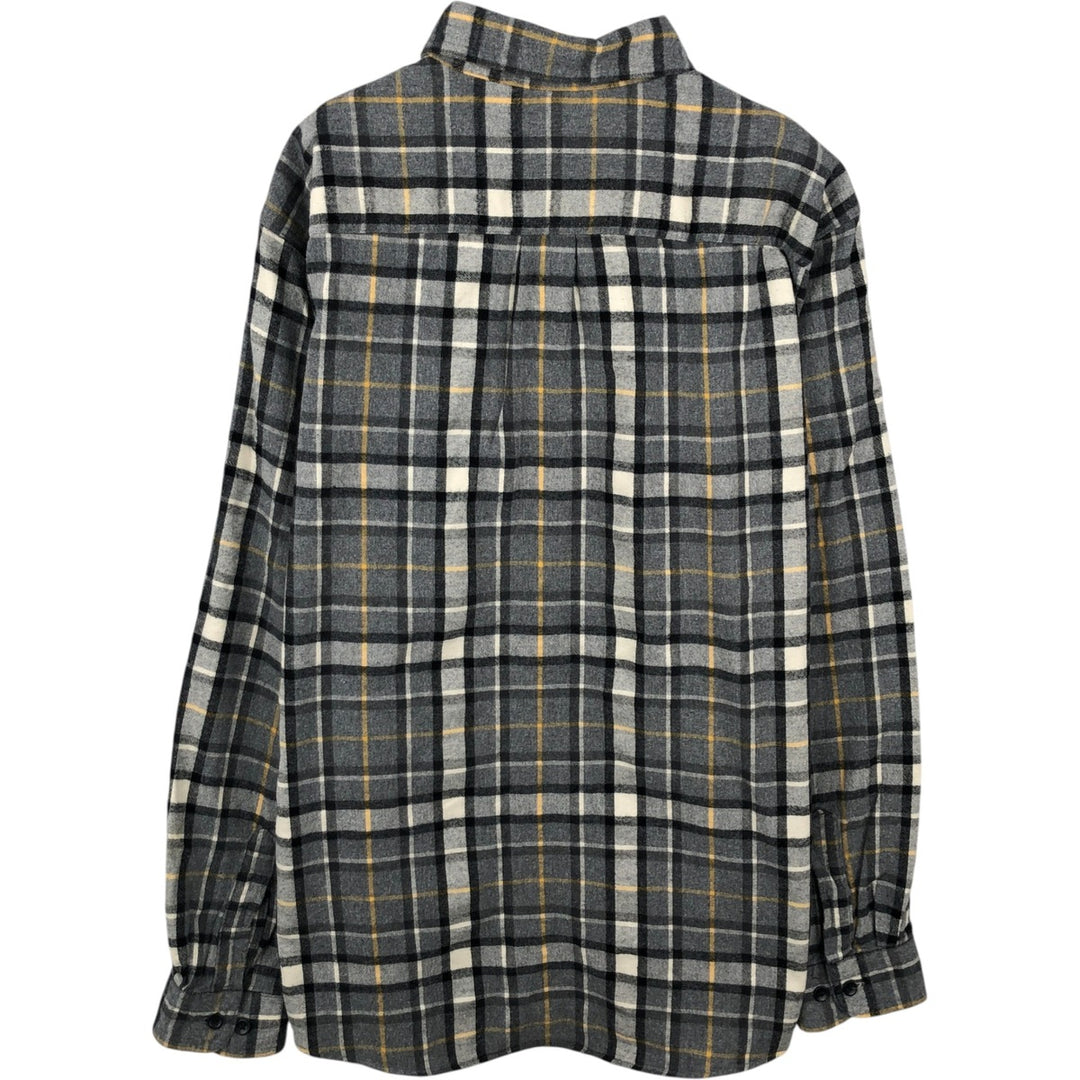 90s-00'S L.L.Bean Traditional Fit Long-Sleeve Button-Down Flannel Check Shirt, Men's Size L (approx.), Vintage cotton gray type Vintage Second Hand