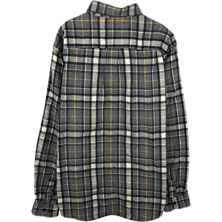90s-00'S L.L.Bean Traditional Fit Long-Sleeve Button-Down Flannel Check Shirt, Men's Size L (approx.), Vintage cotton gray type Vintage Second Hand