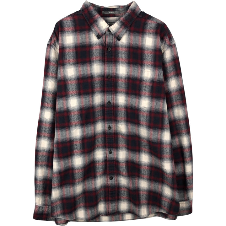 Eddie Bauer Relaxed Fit Ombre Check Long Sleeve Button-Down Light Flannel Check Shirt, Men's Size XL (approx.) cotton red type Vintage Second Hand