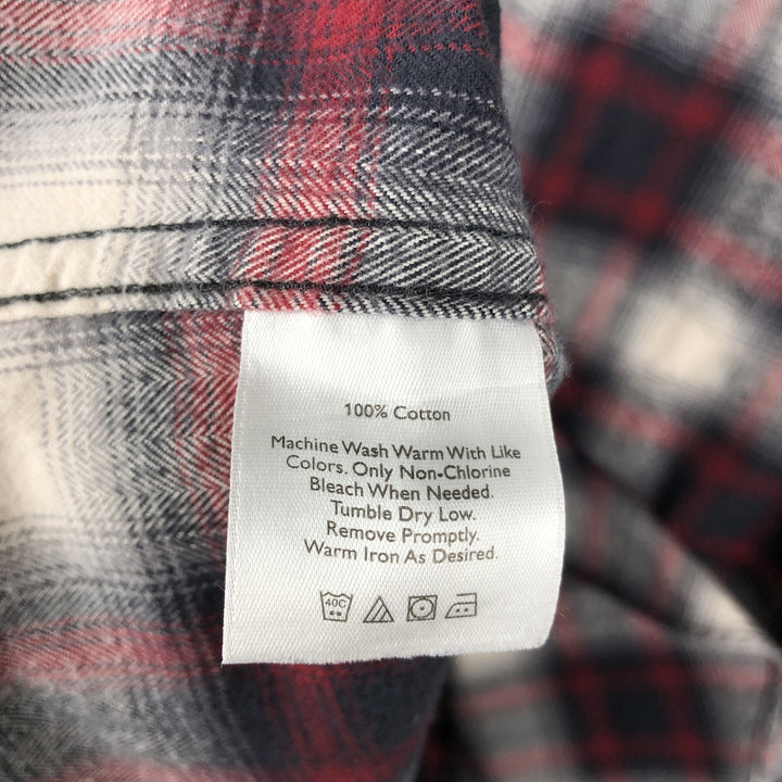 Eddie Bauer Relaxed Fit Ombre Check Long Sleeve Button-Down Light Flannel Check Shirt, Men's Size XL (approx.) cotton red type Vintage Second Hand