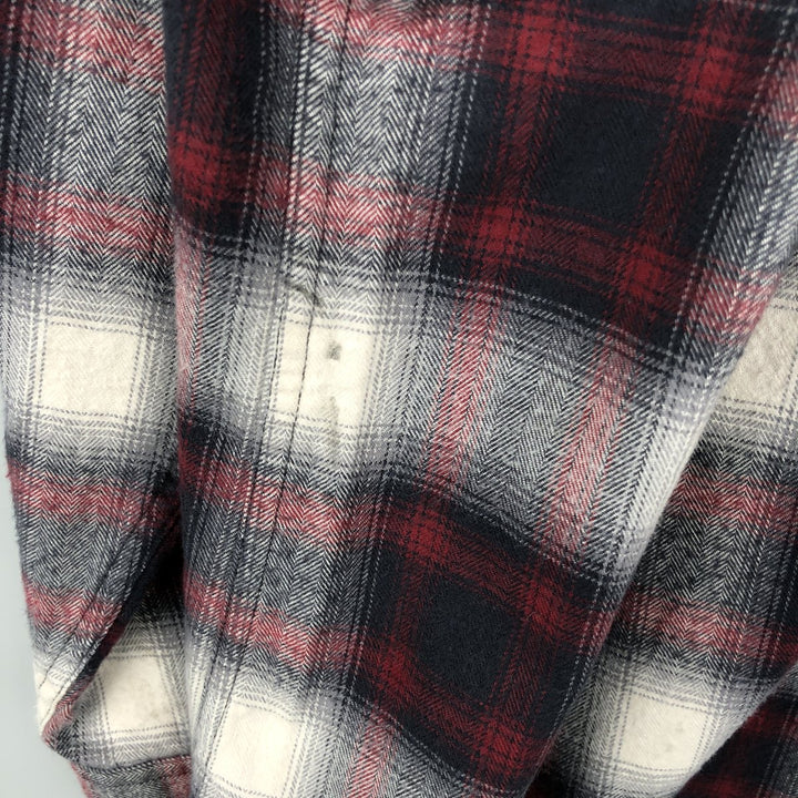 Eddie Bauer Relaxed Fit Ombre Check Long Sleeve Button-Down Light Flannel Check Shirt, Men's Size XL (approx.) cotton red type Vintage Second Hand