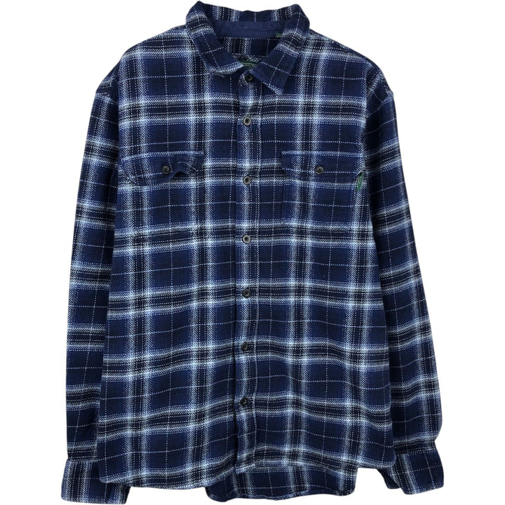 2000'S WOOLRICH Long Sleeve Flannel Check Shirt, Men's Size XL cotton navy blue type Vintage Second Hand