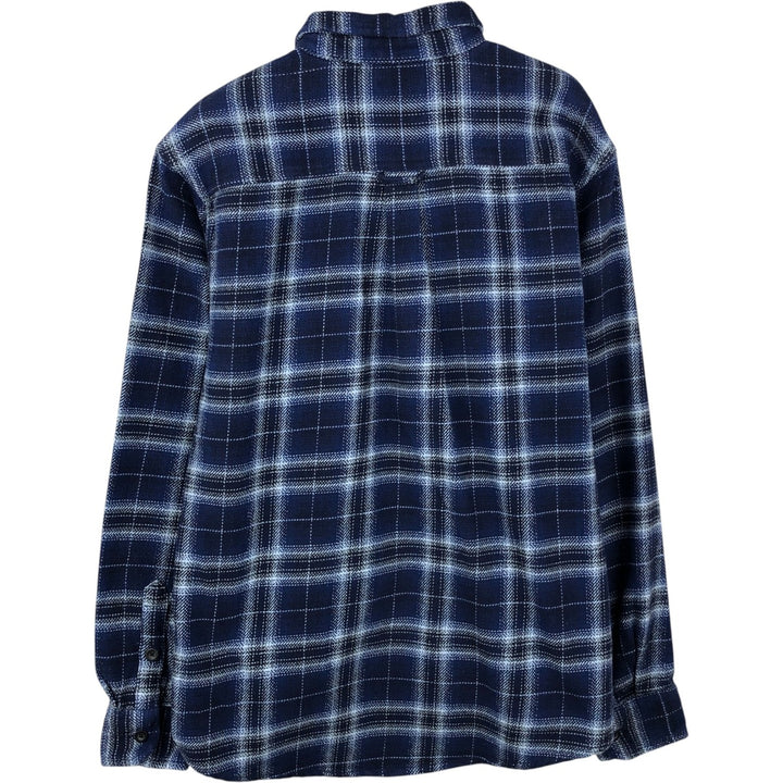 2000'S WOOLRICH Long Sleeve Flannel Check Shirt, Men's Size XL cotton navy blue type Vintage Second Hand