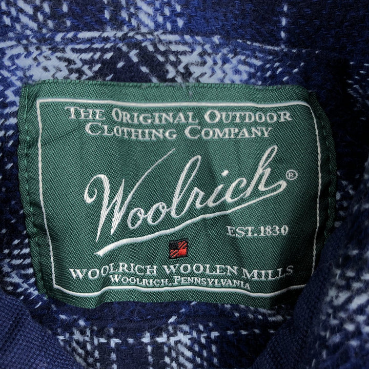 2000'S WOOLRICH Long Sleeve Flannel Check Shirt, Men's Size XL cotton navy blue type Vintage Second Hand