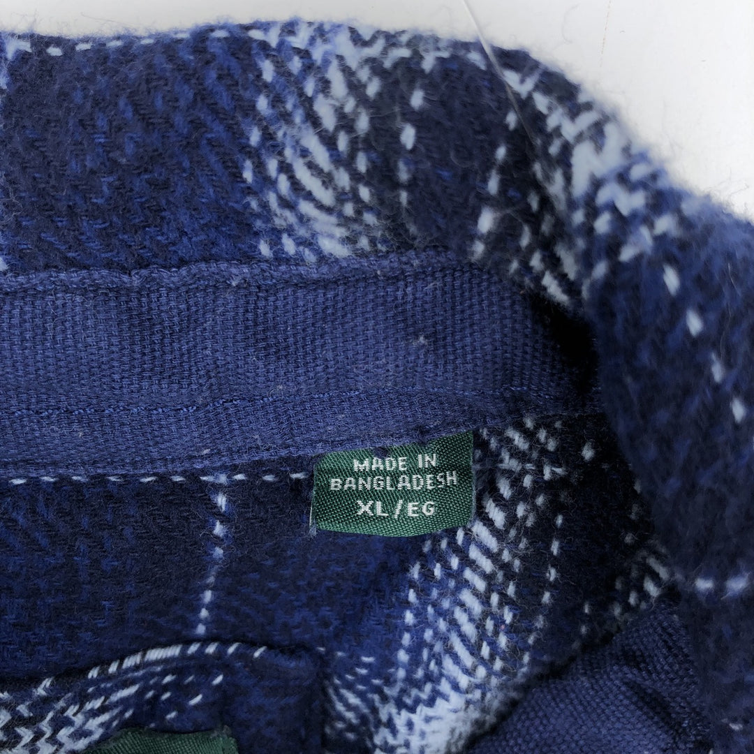 2000'S WOOLRICH Long Sleeve Flannel Check Shirt, Men's Size XL cotton navy blue type Vintage Second Hand