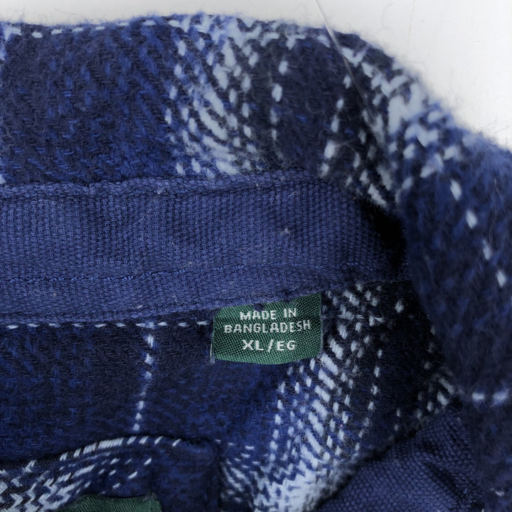 2000'S WOOLRICH Long Sleeve Flannel Check Shirt, Men's Size XL cotton navy blue type Vintage Second Hand