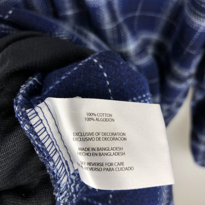 2000'S WOOLRICH Long Sleeve Flannel Check Shirt, Men's Size XL cotton navy blue type Vintage Second Hand