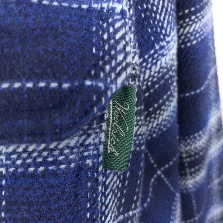 2000'S WOOLRICH Long Sleeve Flannel Check Shirt, Men's Size XL cotton navy blue type Vintage Second Hand