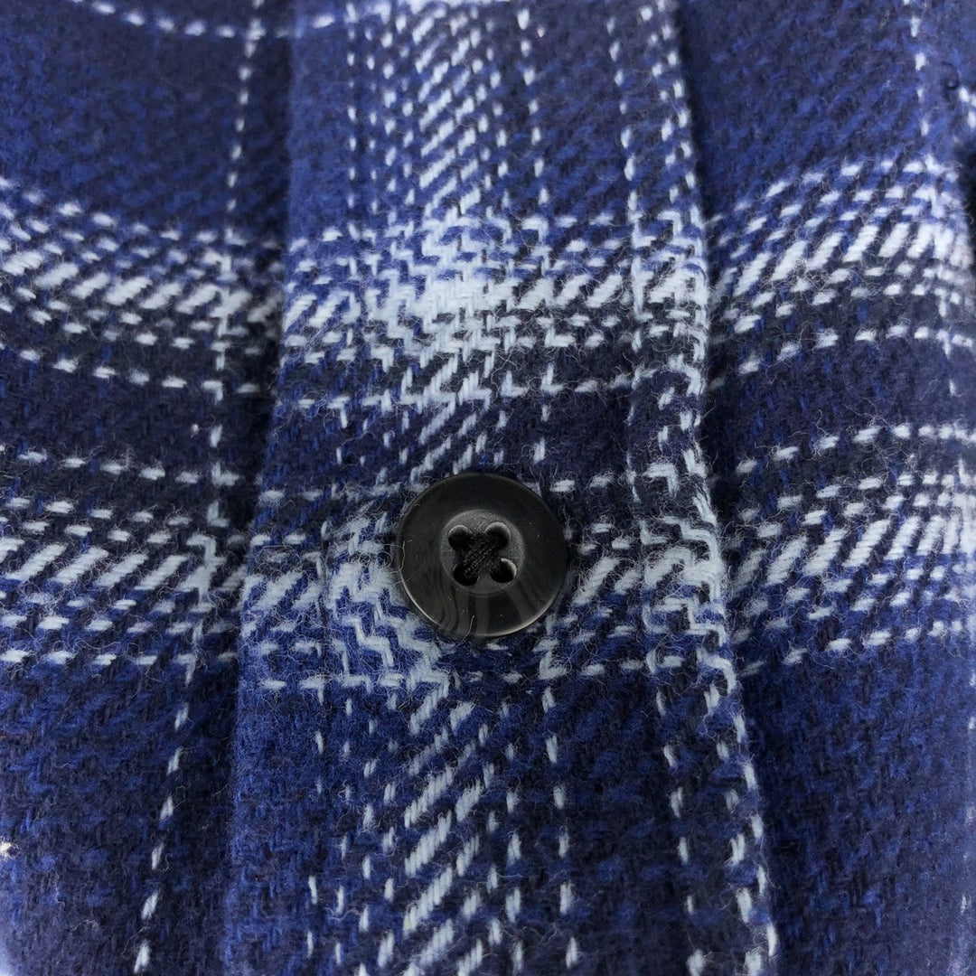 2000'S WOOLRICH Long Sleeve Flannel Check Shirt, Men's Size XL cotton navy blue type Vintage Second Hand