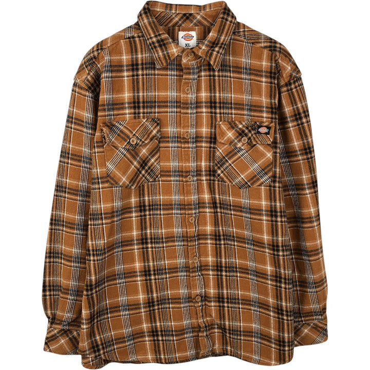 Dickies Long Sleeve Flannel Check Shirt Men's XL cotton brown type Vintage Second Hand