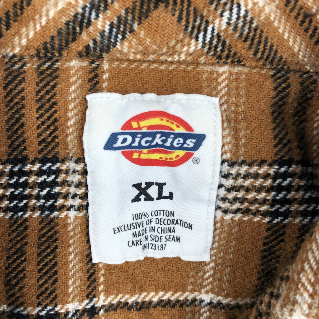 Dickies Long Sleeve Flannel Check Shirt Men's XL cotton brown type Vintage Second Hand