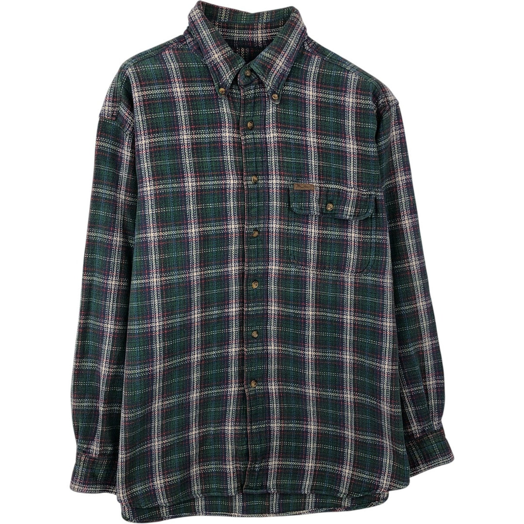 90s-00'S Woolrich Long-Sleeve Button-Down Flannel Check Shirt, Men's Size L (Equivalent), Vintage cotton green type Vintage Second Hand