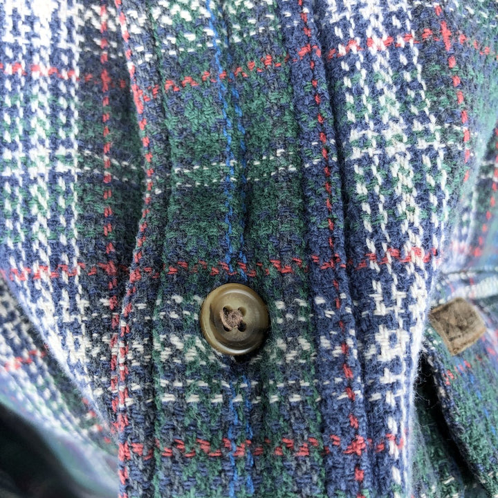 90s-00'S Woolrich Long-Sleeve Button-Down Flannel Check Shirt, Men's Size L (Equivalent), Vintage cotton green type Vintage Second Hand