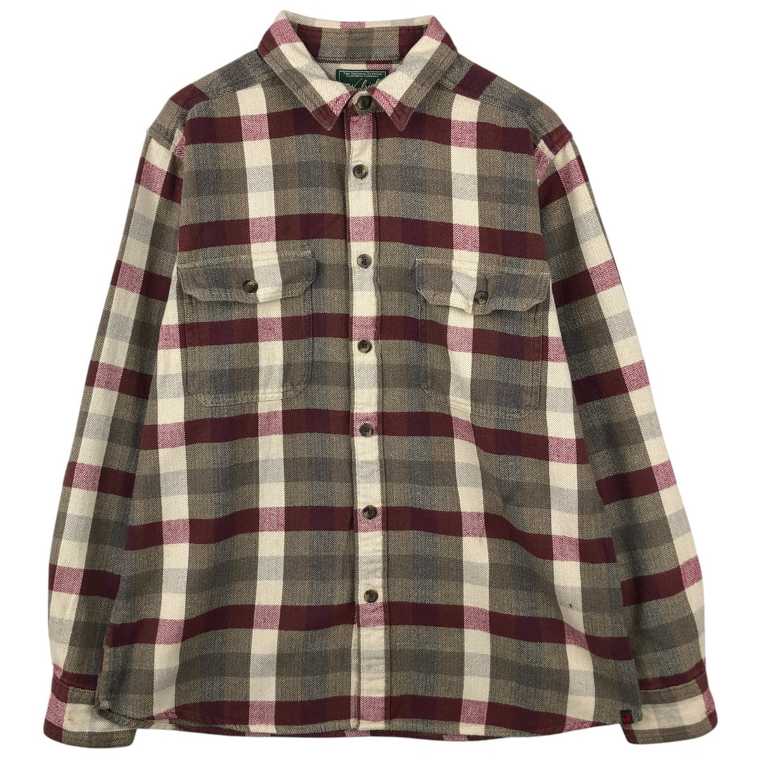 WOOLRICH Long Sleeve Flannel Check Shirt, Men's Size L unclear Beige type Vintage Second Hand