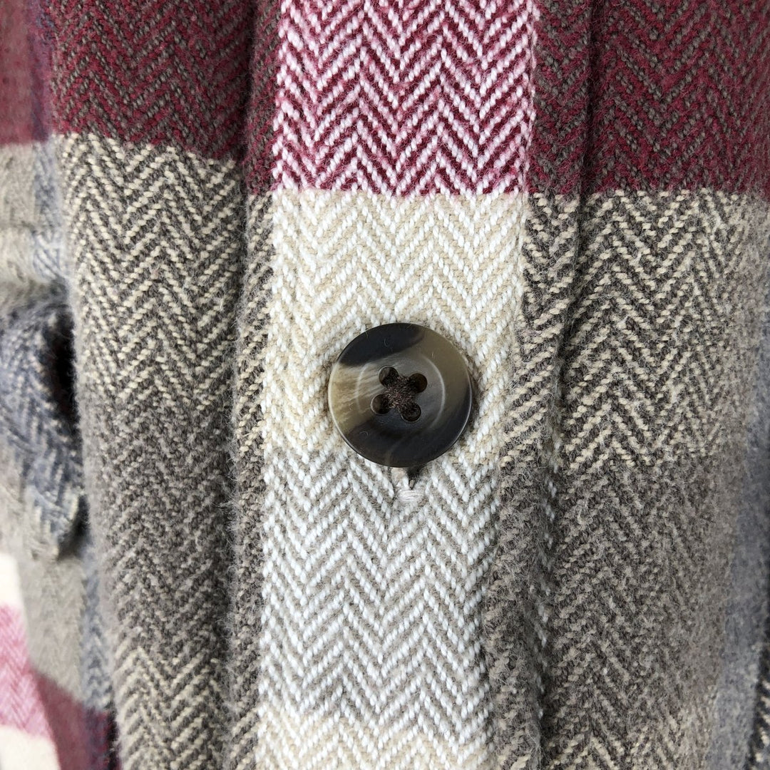 WOOLRICH Long Sleeve Flannel Check Shirt, Men's Size L unclear Beige type Vintage Second Hand