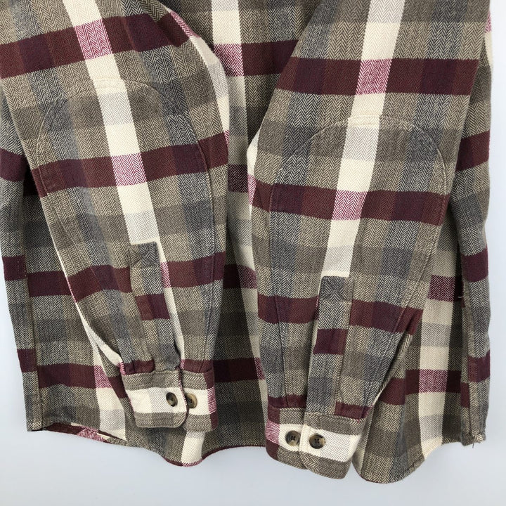 WOOLRICH Long Sleeve Flannel Check Shirt, Men's Size L unclear Beige type Vintage Second Hand