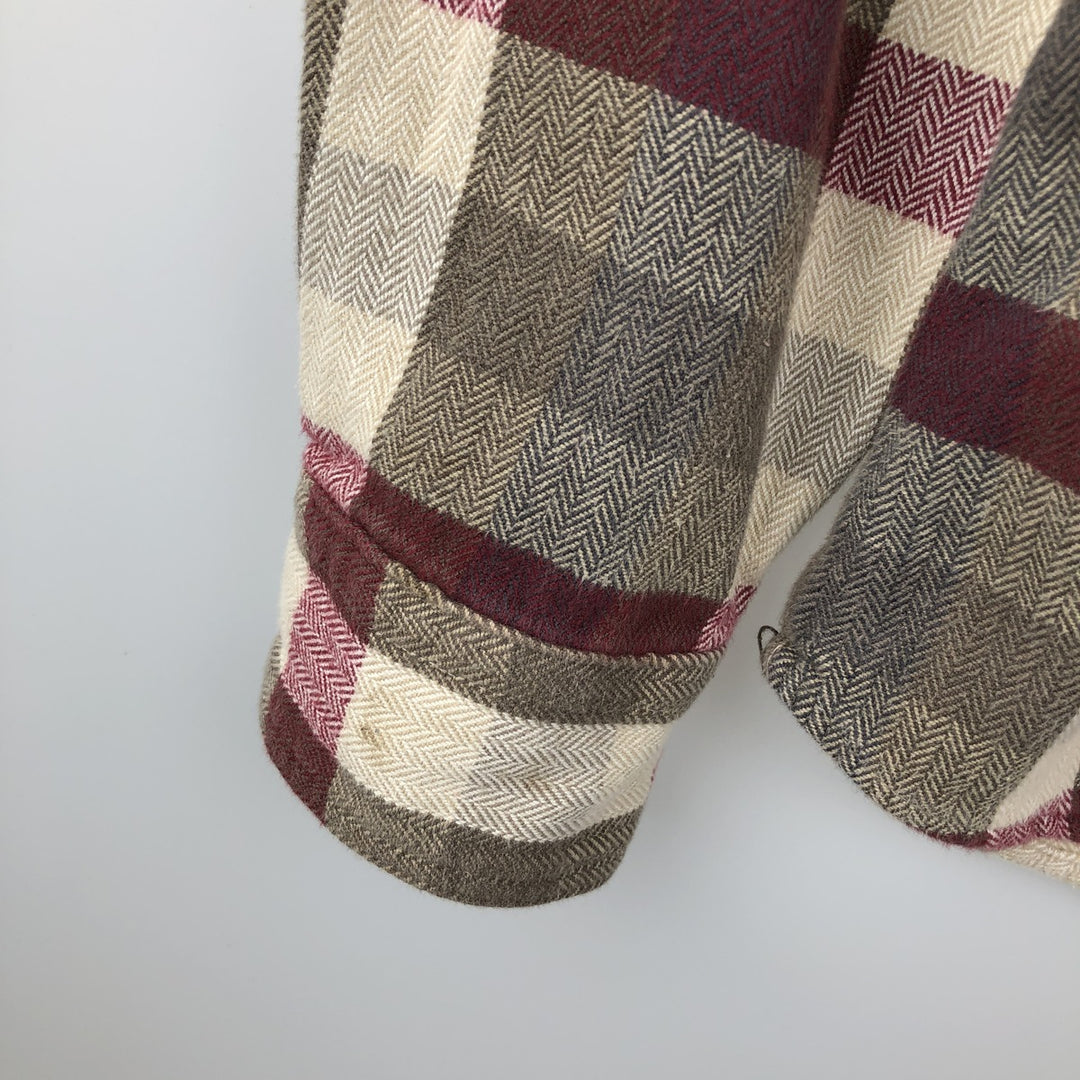 WOOLRICH Long Sleeve Flannel Check Shirt, Men's Size L unclear Beige type Vintage Second Hand