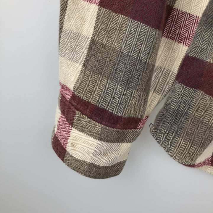 WOOLRICH Long Sleeve Flannel Check Shirt, Men's Size L unclear Beige type Vintage Second Hand
