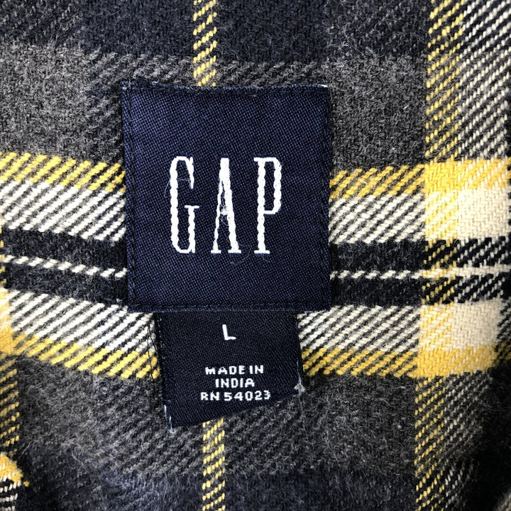 GAP Relaxed Long Sleeve Flannel Check Shirt, Men's Size L cotton yellow type Vintage Second Hand