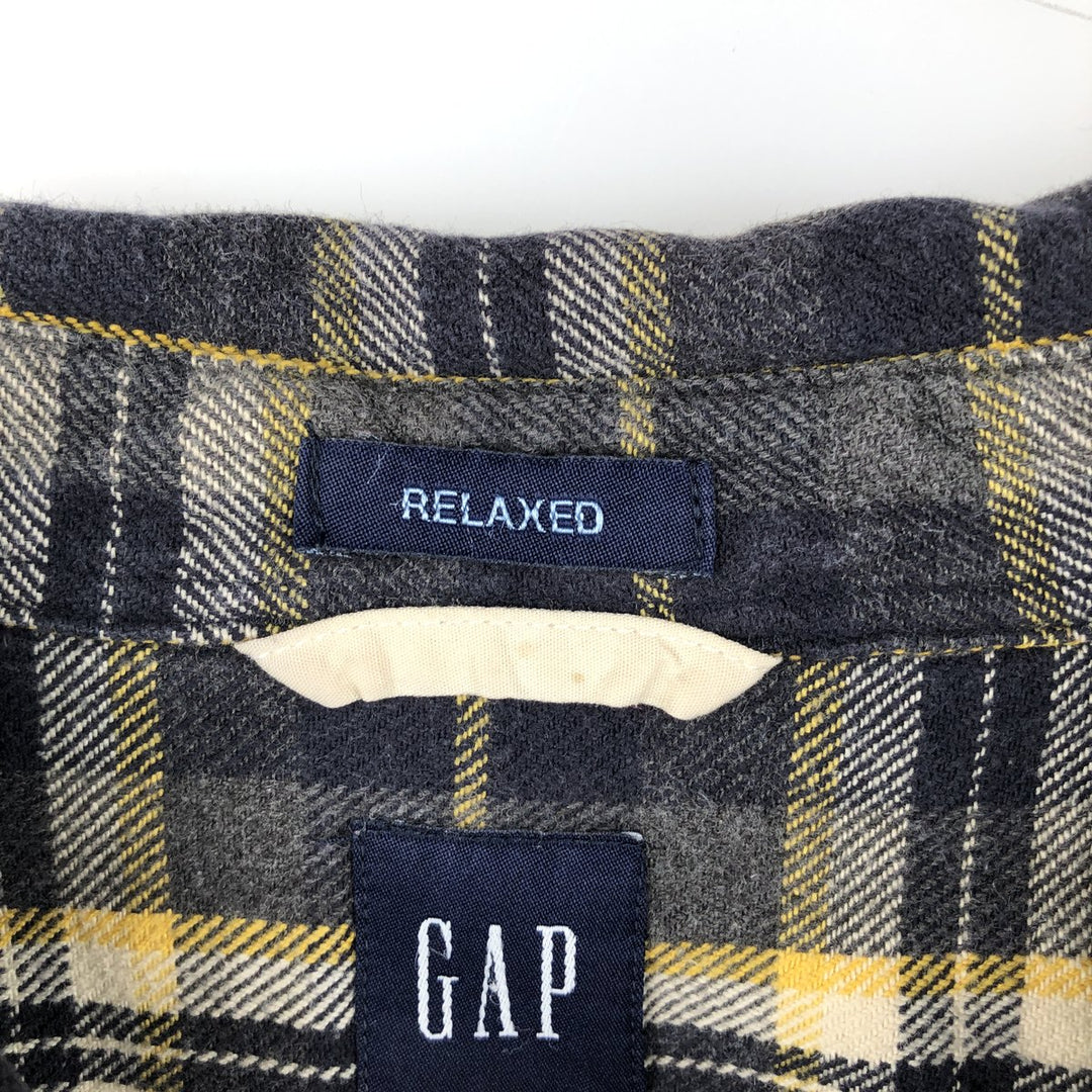 GAP Relaxed Long Sleeve Flannel Check Shirt, Men's Size L cotton yellow type Vintage Second Hand