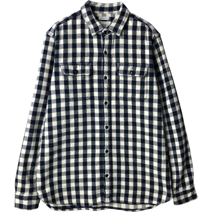 GAP STANDARD FIT Long-Sleeve Flannel Check Shirt, Men's Size M (approx.) cotton navy blue type Vintage Second Hand