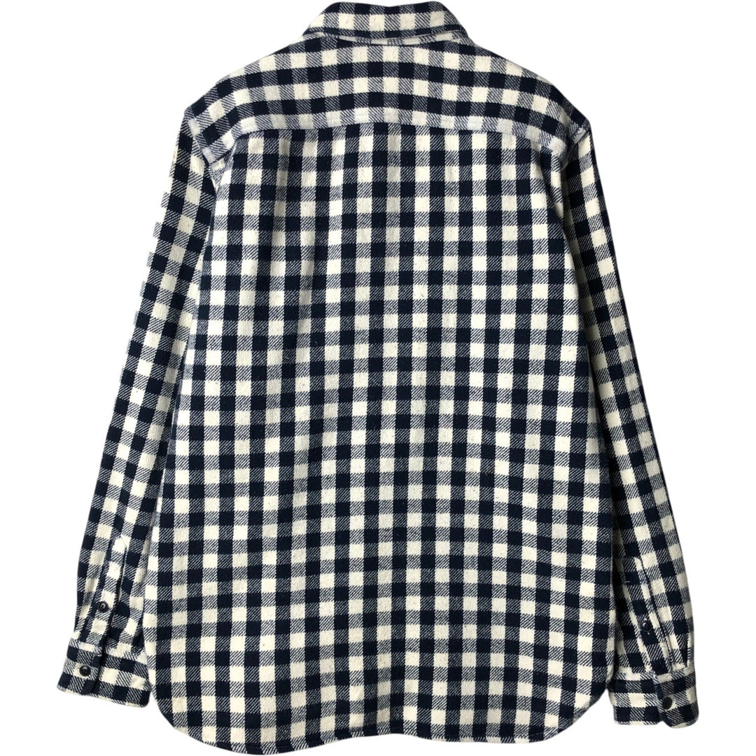 GAP STANDARD FIT Long-Sleeve Flannel Check Shirt, Men's Size M (approx.) cotton navy blue type Vintage Second Hand