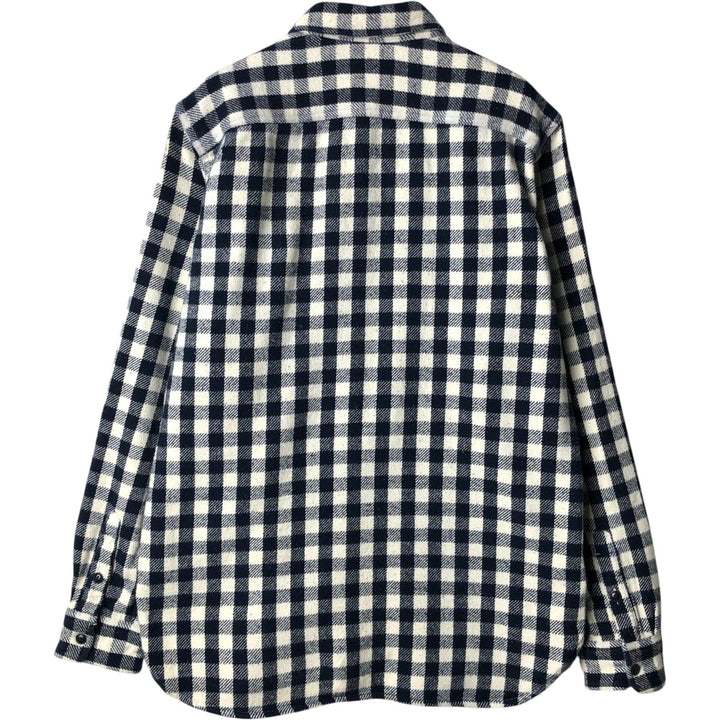 GAP STANDARD FIT Long-Sleeve Flannel Check Shirt, Men's Size M (approx.) cotton navy blue type Vintage Second Hand