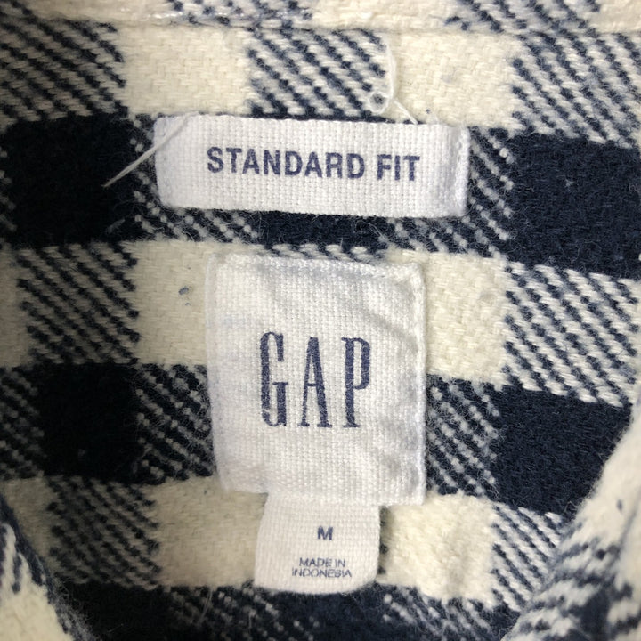 GAP STANDARD FIT Long-Sleeve Flannel Check Shirt, Men's Size M (approx.) cotton navy blue type Vintage Second Hand