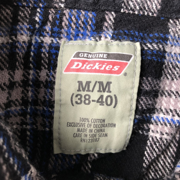 Dickies Long Sleeve Flannel Check Shirt, Men's Size Medium cotton black type Vintage Second Hand