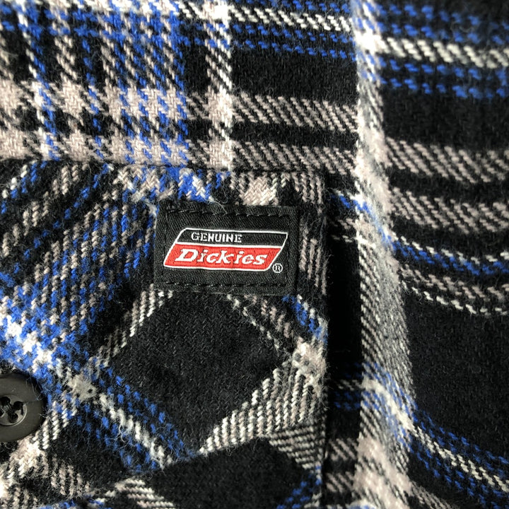 Dickies Long Sleeve Flannel Check Shirt, Men's Size Medium cotton black type Vintage Second Hand