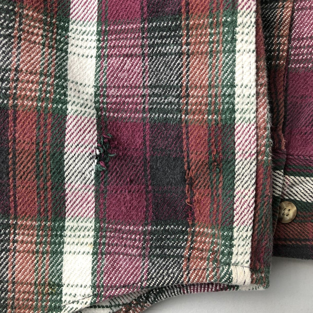 80s-90'S Carhartt Long-Sleeve Flannel Check Shirt, Men's Size M (approx.), Vintage unclear wine-red Vintage Second Hand