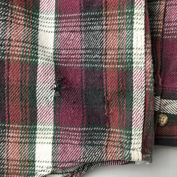 80s-90'S Carhartt Long-Sleeve Flannel Check Shirt, Men's Size M (approx.), Vintage unclear wine-red Vintage Second Hand