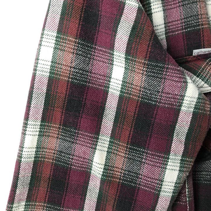 80s-90'S Carhartt Long-Sleeve Flannel Check Shirt, Men's Size M (approx.), Vintage unclear wine-red Vintage Second Hand