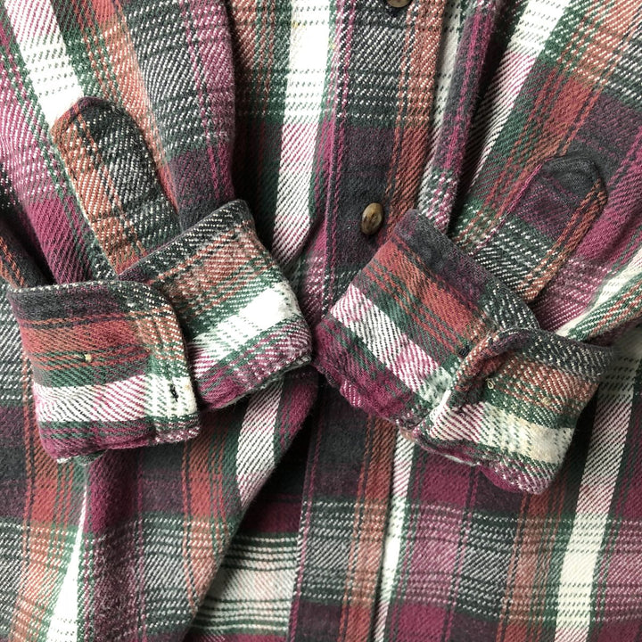 80s-90'S Carhartt Long-Sleeve Flannel Check Shirt, Men's Size M (approx.), Vintage unclear wine-red Vintage Second Hand