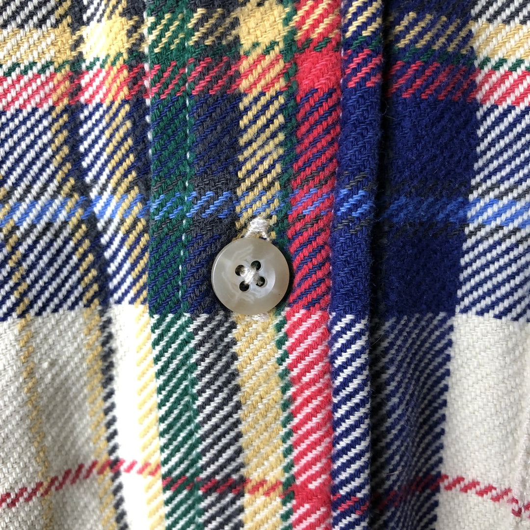 90'S Banana Republic Tartan Check Long-Sleeve Flannel Check Shirt, Men's Size M (approx.), Vintage cotton unbleached Vintage Second Hand