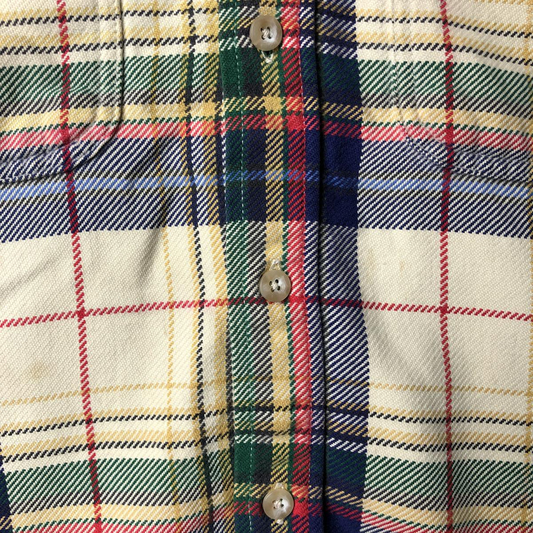 90'S Banana Republic Tartan Check Long-Sleeve Flannel Check Shirt, Men's Size M (approx.), Vintage cotton unbleached Vintage Second Hand
