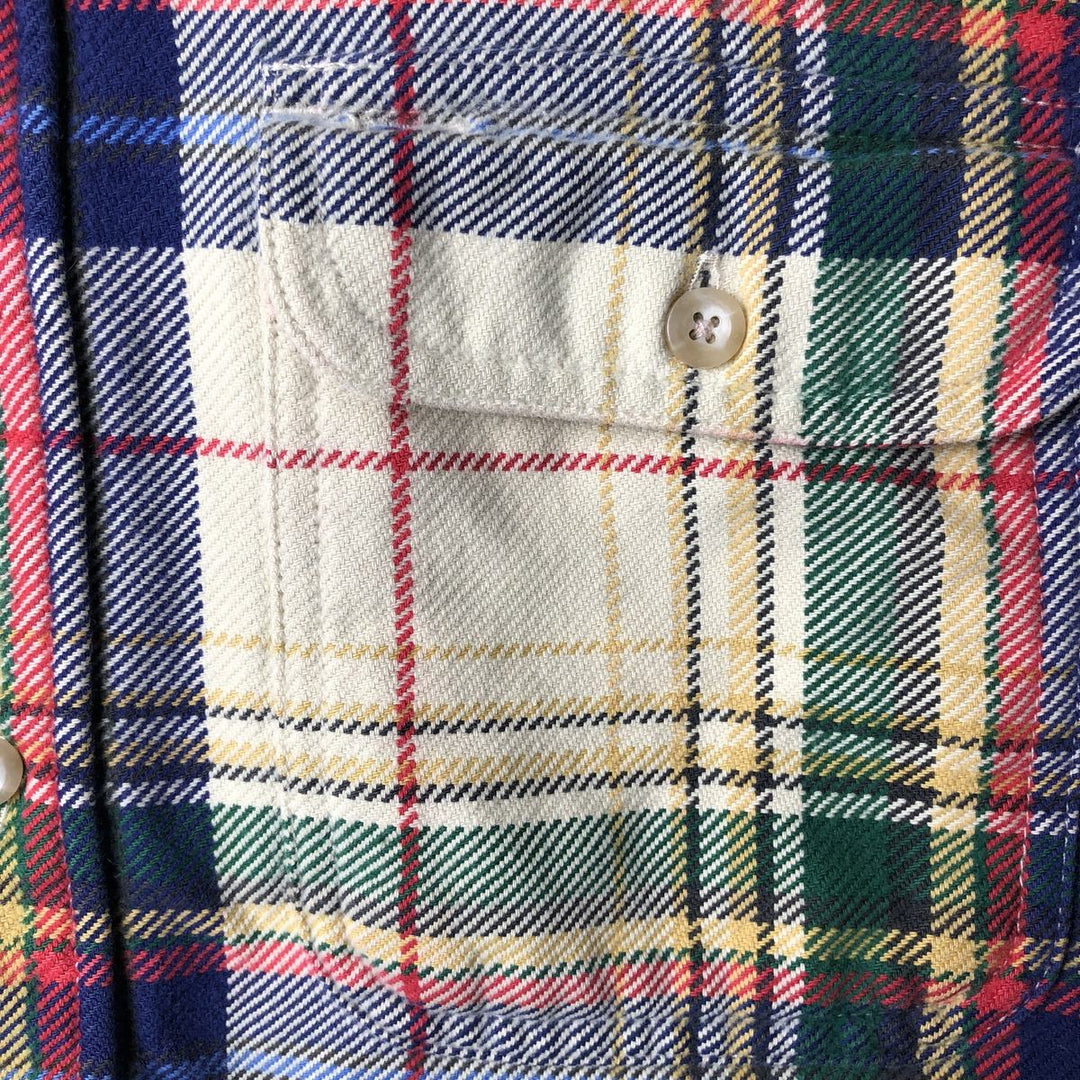 90'S Banana Republic Tartan Check Long-Sleeve Flannel Check Shirt, Men's Size M (approx.), Vintage cotton unbleached Vintage Second Hand