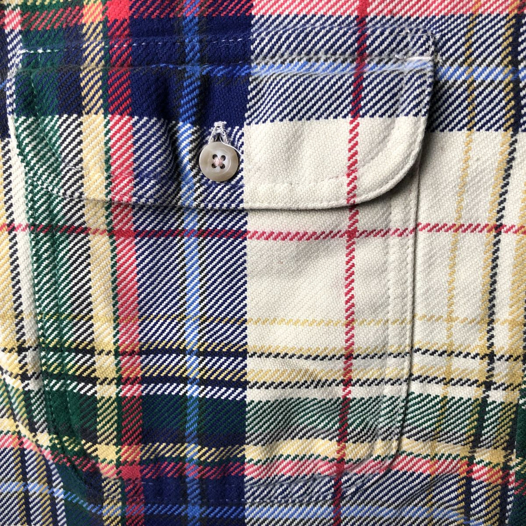 90'S Banana Republic Tartan Check Long-Sleeve Flannel Check Shirt, Men's Size M (approx.), Vintage cotton unbleached Vintage Second Hand