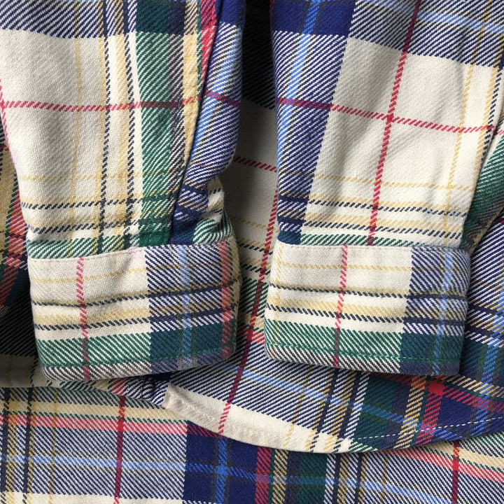 90'S Banana Republic Tartan Check Long-Sleeve Flannel Check Shirt, Men's Size M (approx.), Vintage cotton unbleached Vintage Second Hand
