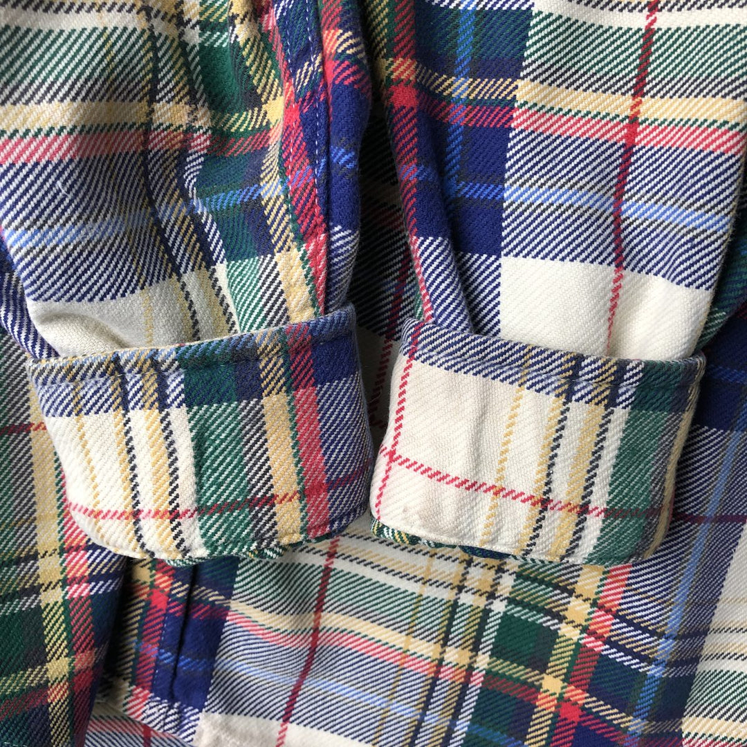 90'S Banana Republic Tartan Check Long-Sleeve Flannel Check Shirt, Men's Size M (approx.), Vintage cotton unbleached Vintage Second Hand