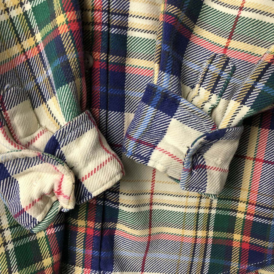 90'S Banana Republic Tartan Check Long-Sleeve Flannel Check Shirt, Men's Size M (approx.), Vintage cotton unbleached Vintage Second Hand