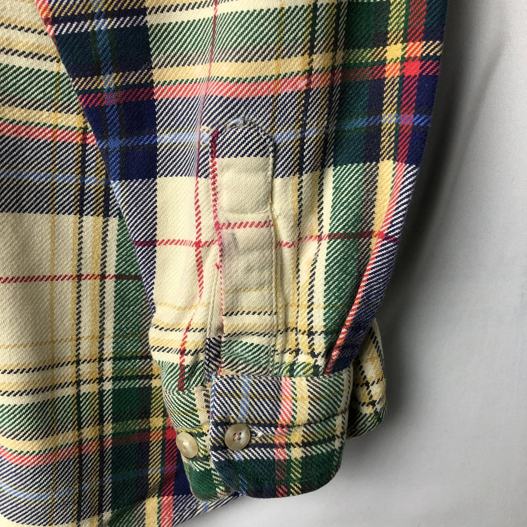 90'S Banana Republic Tartan Check Long-Sleeve Flannel Check Shirt, Men's Size M (approx.), Vintage cotton unbleached Vintage Second Hand