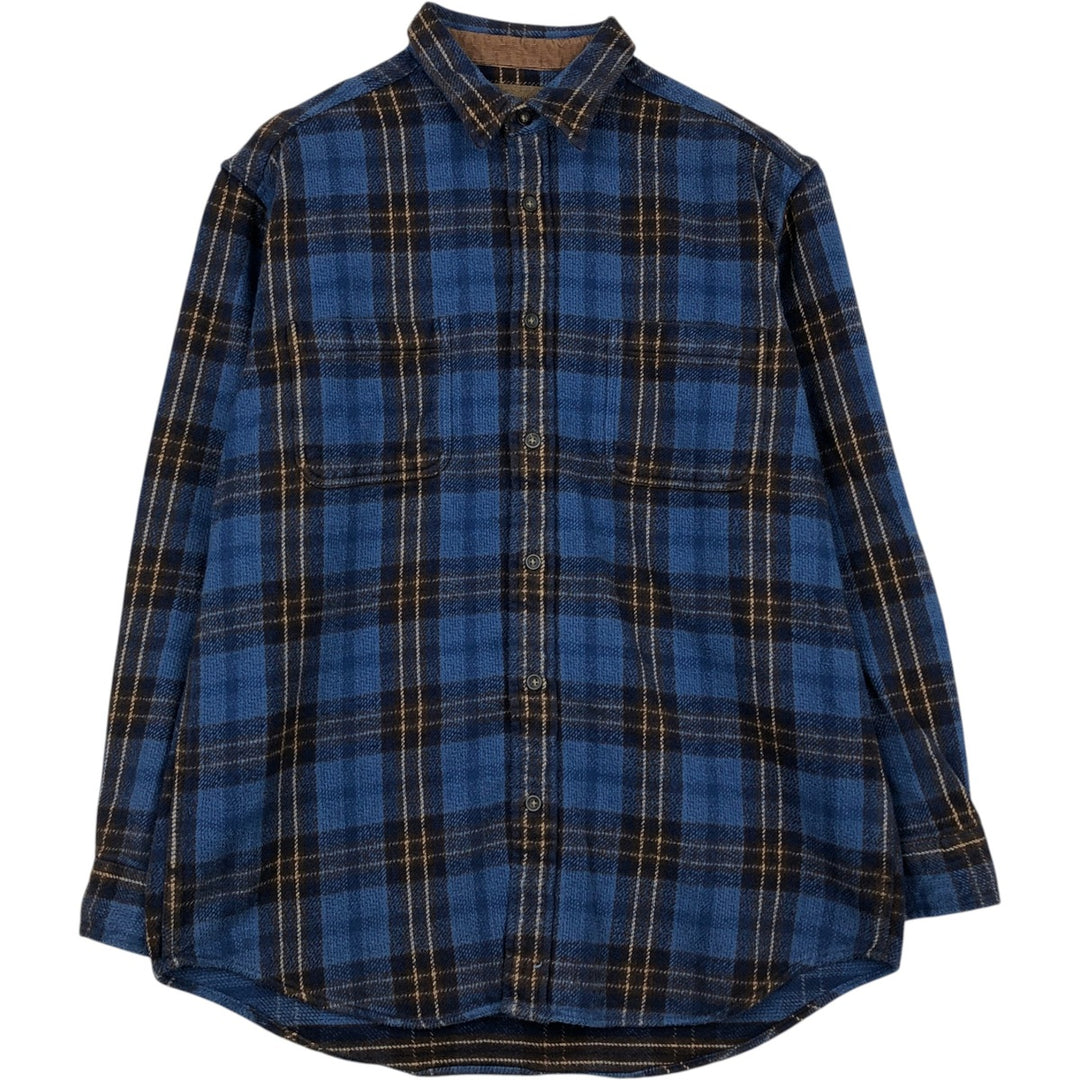 90s-00'S Vintage St. John's Bay Long Sleeve Flannel Check Shirt, Men's Size L cotton blue type Vintage Second Hand