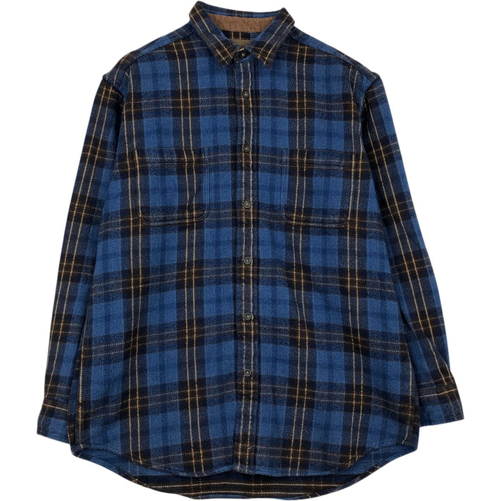 90s-00'S Vintage St. John's Bay Long Sleeve Flannel Check Shirt, Men's Size L cotton blue type Vintage Second Hand