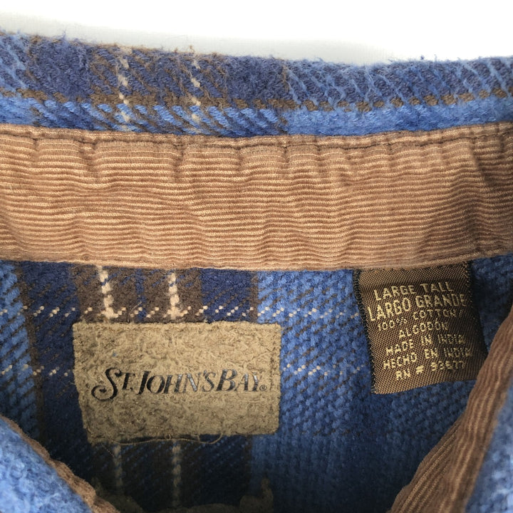 90s-00'S Vintage St. John's Bay Long Sleeve Flannel Check Shirt, Men's Size L cotton blue type Vintage Second Hand